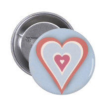 Love hearts - red white and blue pinback buttons
