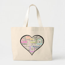 Love in all languages Heart Bag