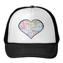 Love in all languages Heart Mesh Hat