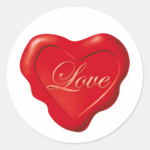 Love in Heart Shaped Red Seal Stickers