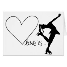 Love is Figure Skating, Girl Skater & Heart Cards