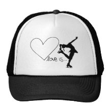 Love is Figure Skating, Girl Skater & Heart Trucker Hats