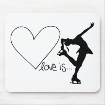 Love is Figure Skating, Girl Skater & Heart Mousepads