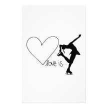 Love is Figure Skating, Girl Skater & Heart Personalized Stationery