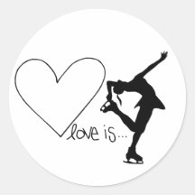 Love is Figure Skating, Girl Skater & Heart Sticker