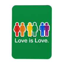 LOVE IS LOVE GREEN FLEXIBLE MAGNETS