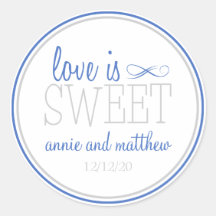 Love Is Sweet Labels (Blue / Silver) Round Sticker