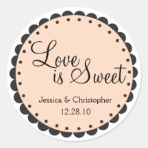 Love is Sweet - Scalloped Edge - Personlize Stickers