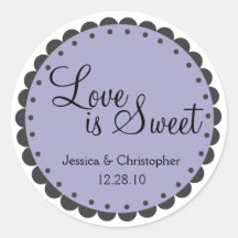 Love is Sweet - Scalloped Edge - Personlize Round Stickers