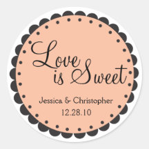 Love is Sweet - Scalloped Edge - Personlize Stickers