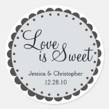 Love is Sweet - Scalloped Edge - Personlize Round Sticker