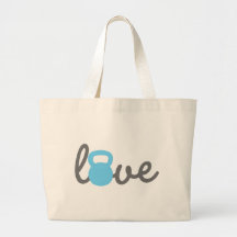 Love Kettlebell Blue Tote Bags