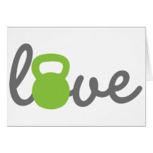 Love Kettlebell Green Greeting Card