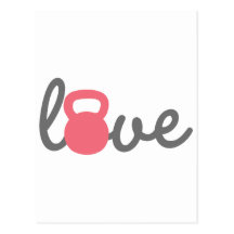Love Kettlebell Pink Postcards