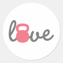 Love Kettlebell Pink Round Sticker