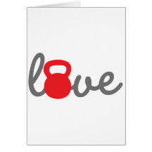 Love Kettlebell Red Greeting Cards