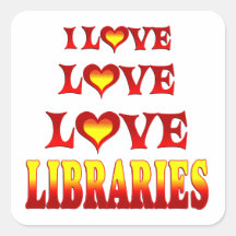 Love Love Libraries Square Stickers