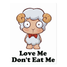 Love Me Don't Eat Me Sheep Design Postcards