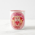 Love me Hate me pink pig mug mugs