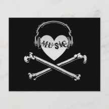 Love Music Headphones Skull and Crossbones Full Color Flyer