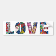 LOVE MUSICAL  SANTA XMAS PARTY BUMPER STICKER