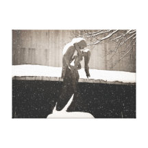 Love - New York Winter Stretched Canvas Print