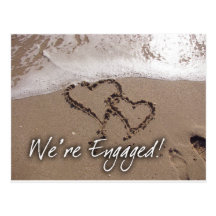 Love on the beach engagement card postcard