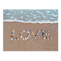 Love on the beach post card
