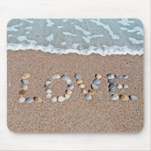Love on the Beach Seashell Art Mousepads