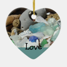 Love ornaments Blue Green Seaglass Fossils Rocks