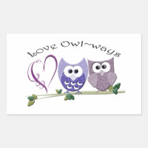 Love Owl~ways, cute Owls art gifts Rectangular Sticker