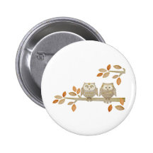 Love Owls in Tree Buttons