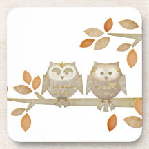 Love Owls in Tree Cork Coaster