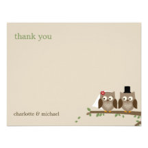 Love Owls Wedding Thank You Cards Custom Invite