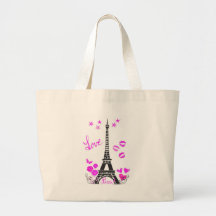 LOVE PARIS EIFFEL TOWER PRINT CANVAS BAG