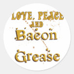 Love Peace & Bacon Grease Round Stickers