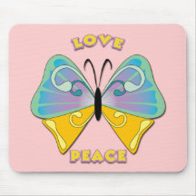 LOVE & PEACE BUTTERFLY MOUSE PAD