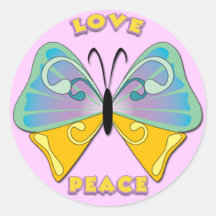 LOVE & PEACE BUTTERFLY STICKER