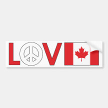 Love Peace Canada Bumper Sticker