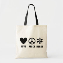 Love Peace Nurse Canvas Bags