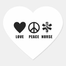 Love Peace Nurse Heart Stickers