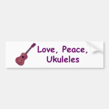 Love, Peace, Ukuleles Bumper Sticker
