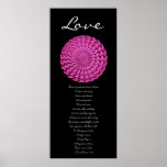 Love Poster with Pink Flower Petal Wreath
