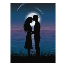 Love Romance Silhouette Couple On The Lake Coast Photograph