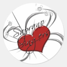 Love Saprono Singers Heart Round Stickers