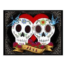 Love Skulls Save the Date Postcard