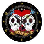 Love Skulls Wall Clock