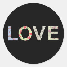 Love typography - Black Round Sticker