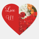 Love U! stickers Red Heart seals Tulip Cards