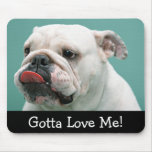 Love White English Bulldog Puppy Dog Mousepad
